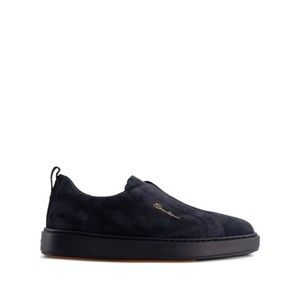 Santoni Midnight Blue Calf Suede Slip-On Sneakers - NWT